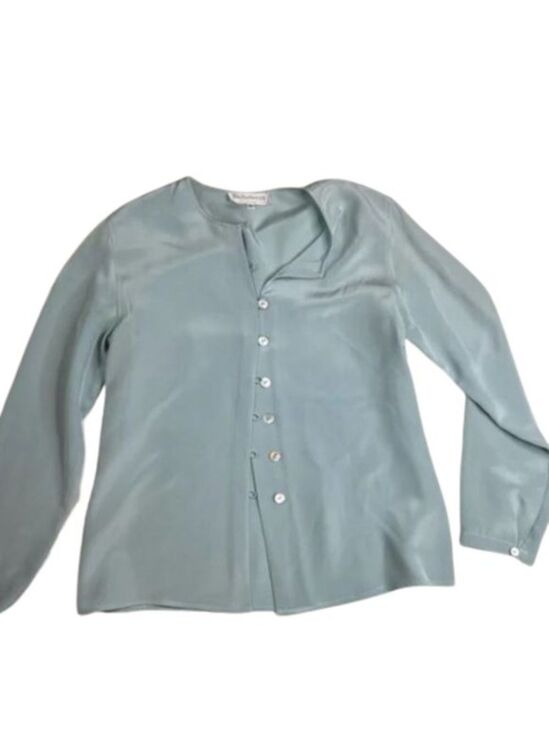 Burberry Tops - VTG Burberrys Burberry Women's Silk Button Up Top Blouse Size 14 L031122
